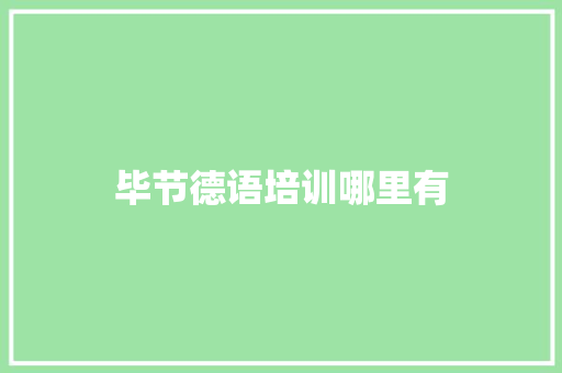毕节德语培训哪里有