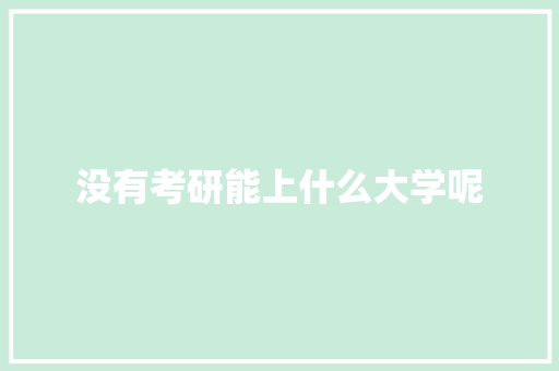没有考研能上什么大学呢