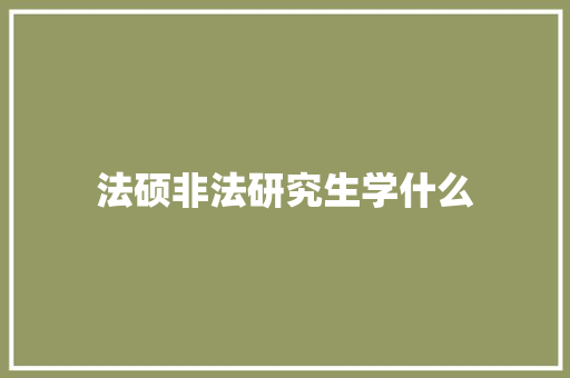 法硕非法研究生学什么