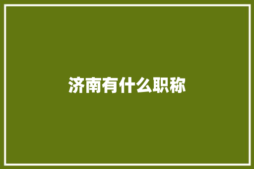 济南有什么职称