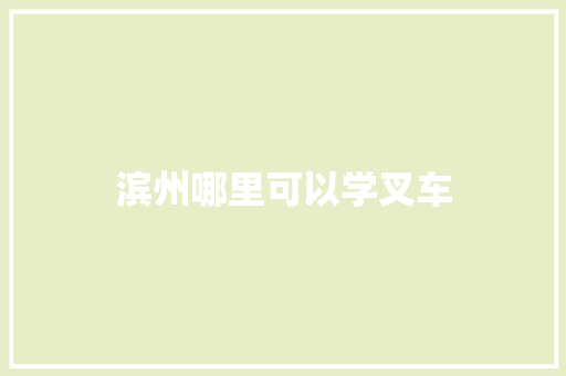 滨州哪里可以学叉车