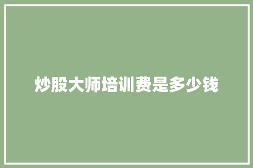 炒股大师培训费是多少钱