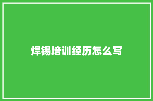 焊锡培训经历怎么写