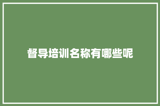 督导培训名称有哪些呢
