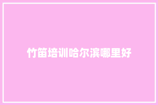 竹笛培训哈尔滨哪里好