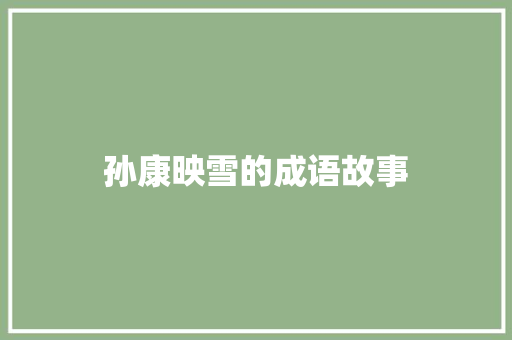 孙康映雪的成语故事
