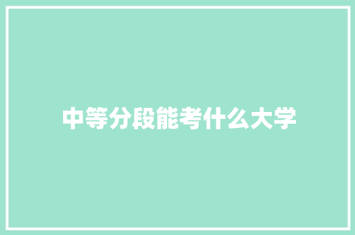 中等分段能考什么大学