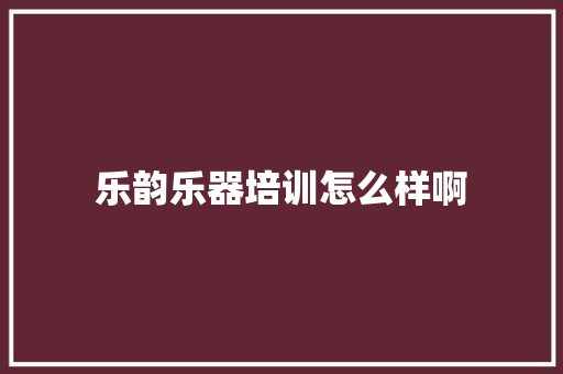 乐韵乐器培训怎么样啊
