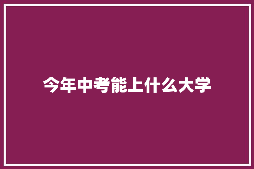 今年中考能上什么大学