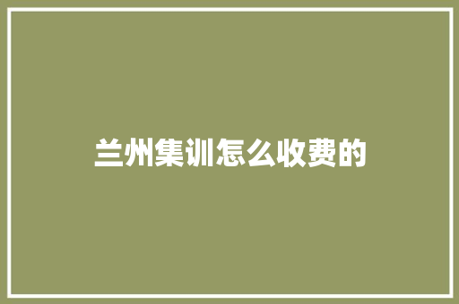 兰州集训怎么收费的