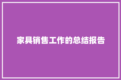 家具销售工作的总结报告