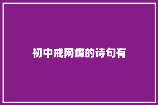 初中戒网瘾的诗句有