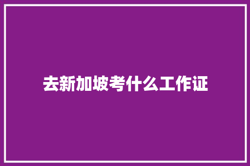 去新加坡考什么工作证