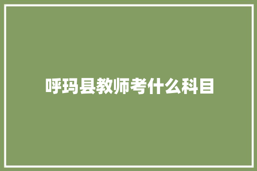呼玛县教师考什么科目
