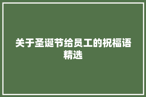 关于圣诞节给员工的祝福语精选