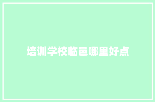 培训学校临邑哪里好点