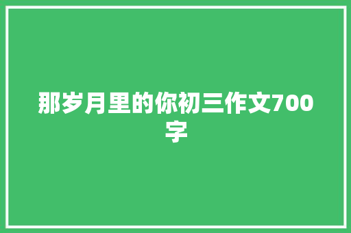 那岁月里的你初三作文700字 报告写作