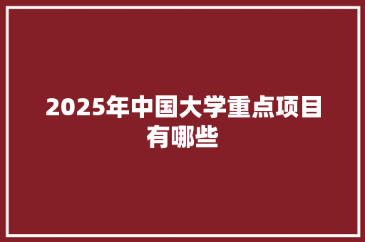 2025年中国大学重点项目有哪些