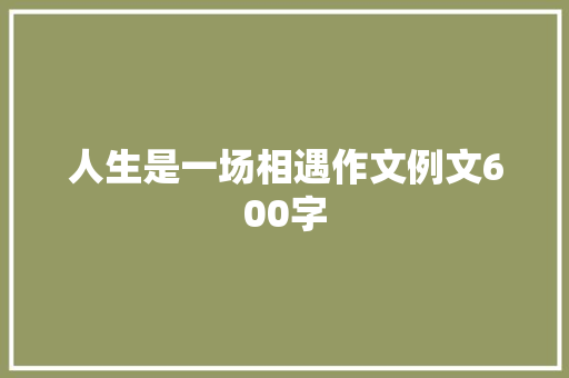人生是一场相遇作文例文600字