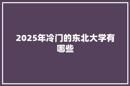 2025年冷门的东北大学有哪些