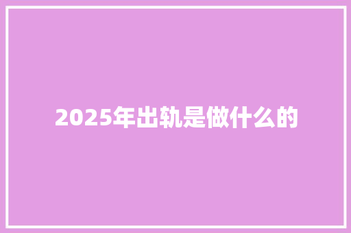2025年出轨是做什么的