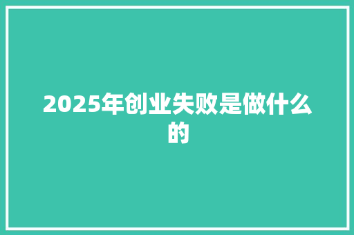 2025年创业失败是做什么的