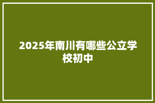 2025年南川有哪些公立学校初中