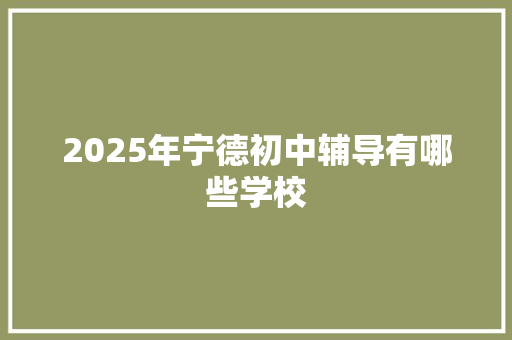 2025年宁德初中辅导有哪些学校