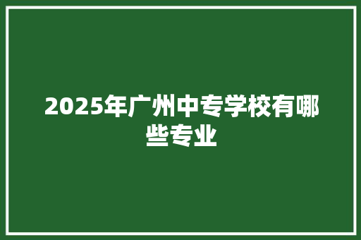 2025年广州中专学校有哪些专业