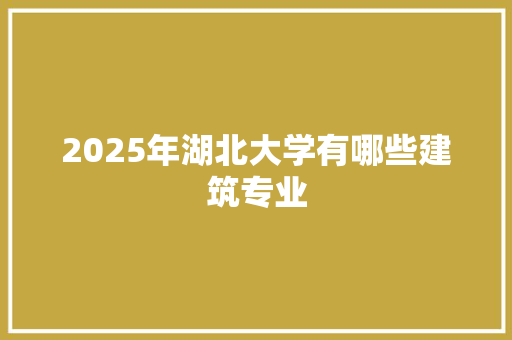 2025年湖北大学有哪些建筑专业