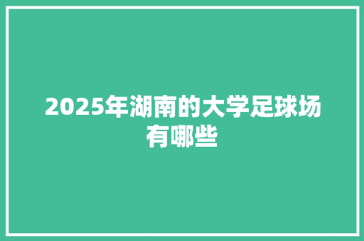 2025年湖南的大学足球场有哪些