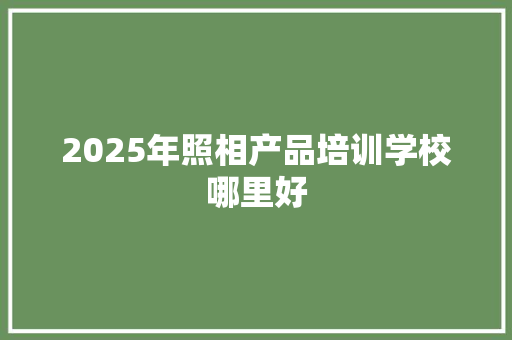 2025年照相产品培训学校哪里好