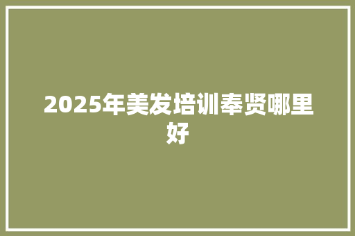 2025年美发培训奉贤哪里好