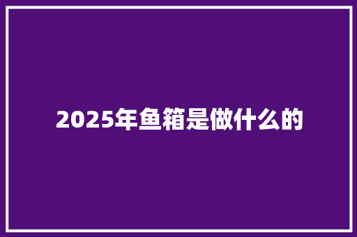 2025年鱼箱是做什么的