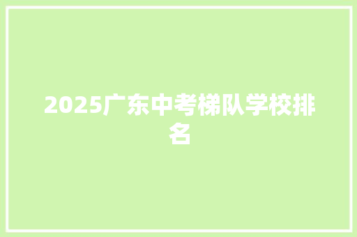 2025广东中考梯队学校排名