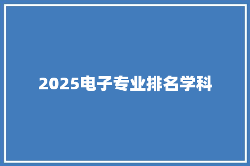 2025电子专业排名学科