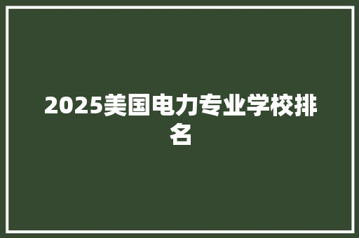 2025美国电力专业学校排名