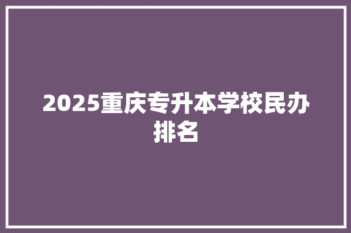 2025重庆专升本学校民办排名