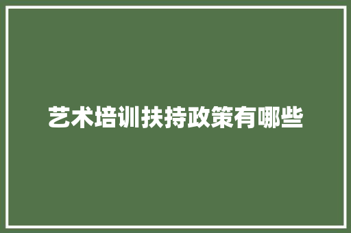 艺术培训扶持政策有哪些