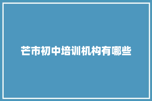 芒市初中培训机构有哪些
