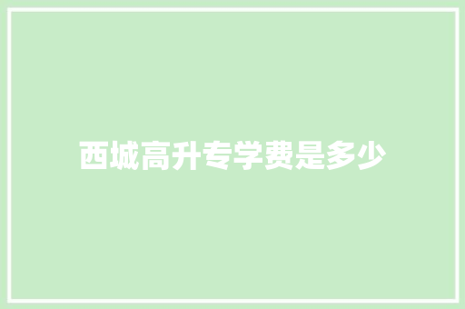 西城高升专学费是多少 报告写作