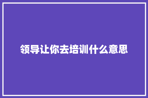 领导让你去培训什么意思