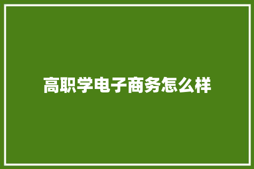 高职学电子商务怎么样