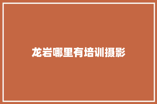 龙岩哪里有培训摄影