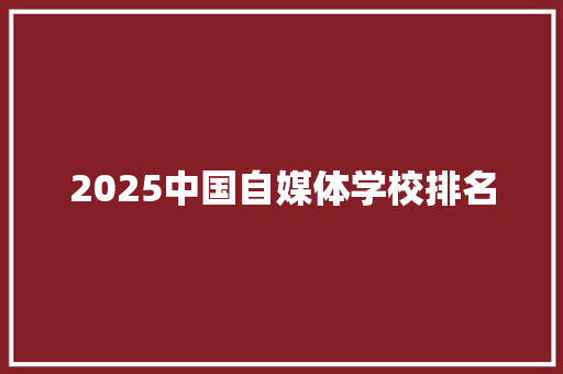 2025中国自媒体学校排名