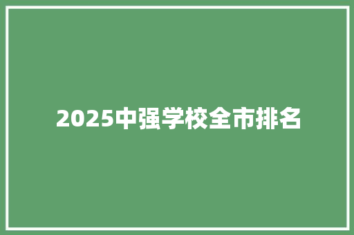 2025中强学校全市排名