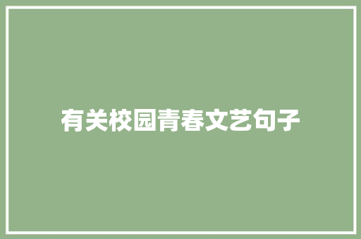有关校园青春文艺句子