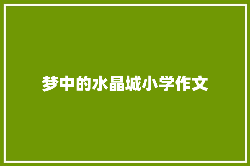 梦中的水晶城小学作文