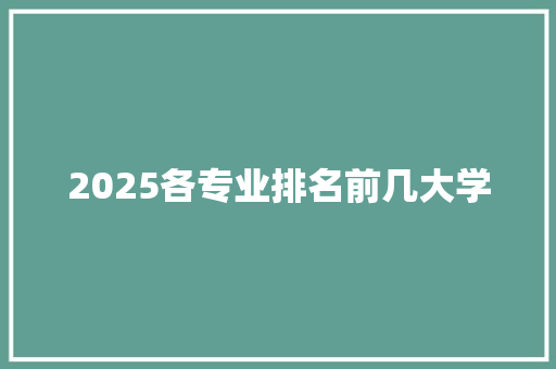 2025各专业排名前几大学