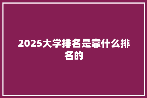 2025大学排名是靠什么排名的